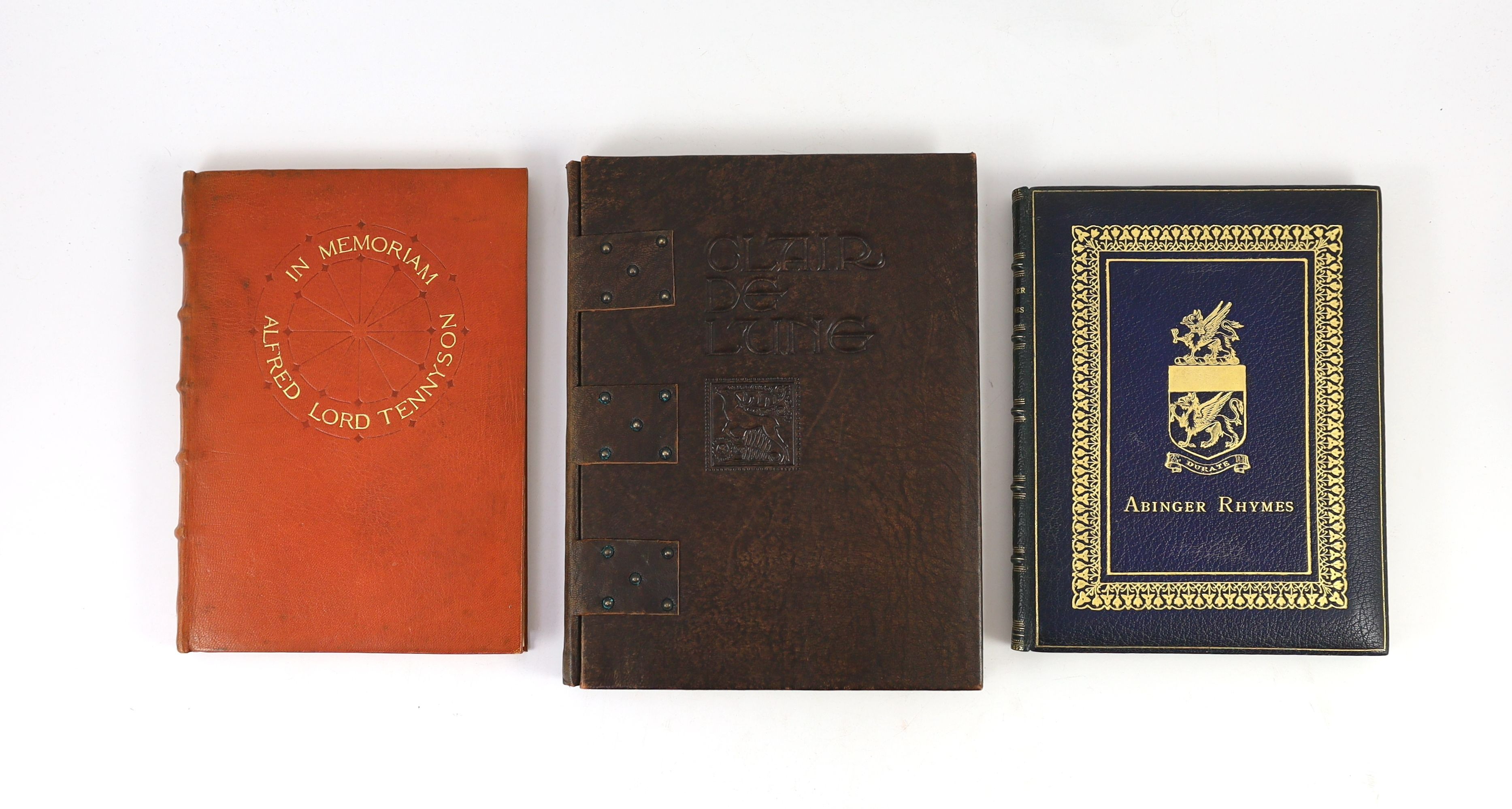 Fine bindings - 5 works - Thoms, William J (editor) - Early English Prose Romances, one of 500, 2 parts bound in 1, Robert the Deuyll and Robin Hood, illustrated by Harold Nelson, 4to, fine green morocco, with red and gi